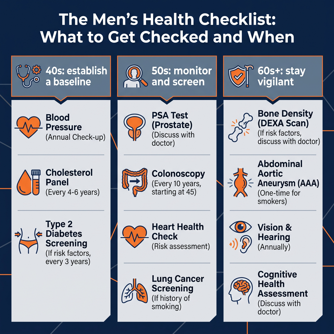 Sample infographic — The Men's Health Checklist: What to Get Checked and When